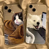 Cute Puppy & Kitty Couple Phone Case for iPhone